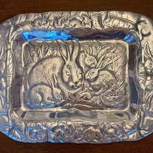 Vintage Arthur Court Bunny Rabbit Large Metal Serving Tray